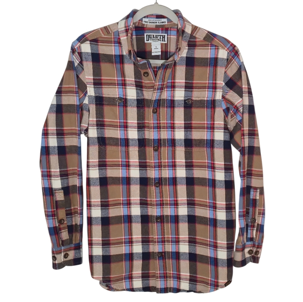Flannel Plaid Button Down Shirt - Duluth Trading Co Mens Small, Slim Fit
